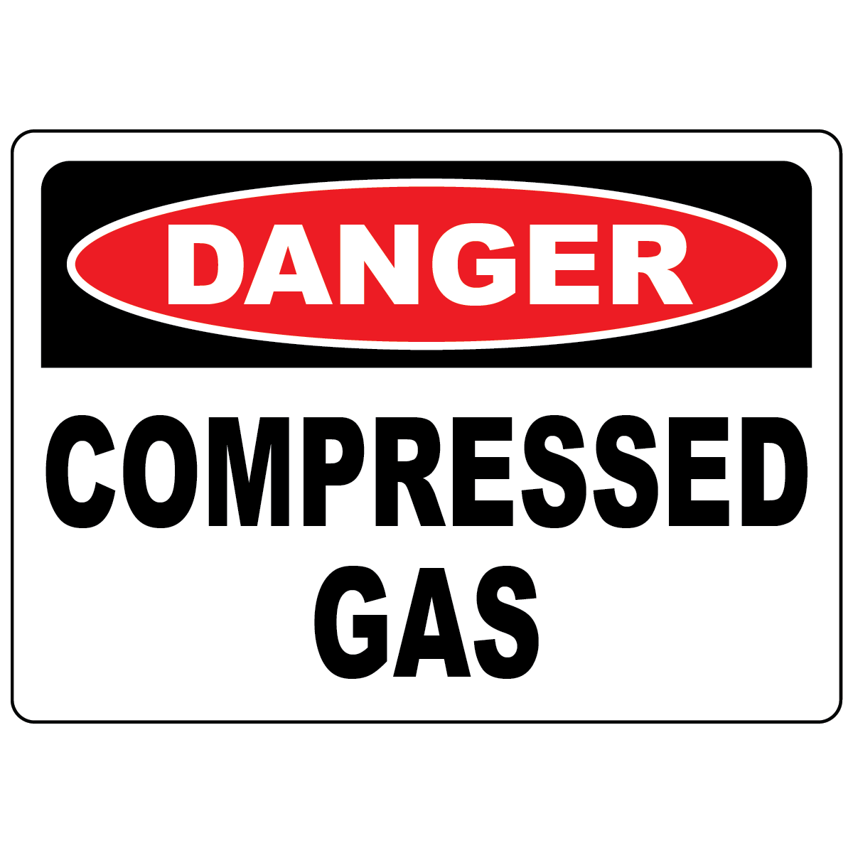 Danger compressed gas sign for identifying pressurized gas storage and hazardous work areas