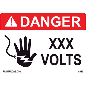 Danger Custom Volts Label Vinyl Decal V-392-395