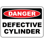 Danger defective cylinders sign for identifying damaged compressed gas cylinders safely