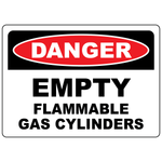 Danger empty flammable gas cylinder sign for compressed gas storage safety