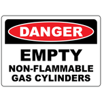 Danger empty non-flammable gas cylinder sign for compressed gas storage safety