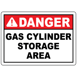 Danger gas cylinder storage area sign for compressed gas hazard identification and safety