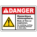 Danger hazardous atmosphere fire explosion warning safety sign