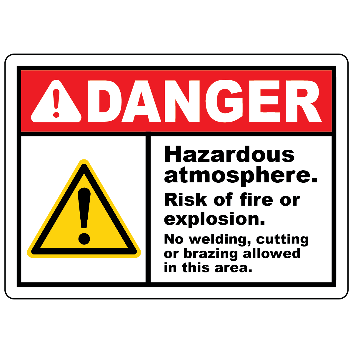 Danger hazardous atmosphere fire explosion warning safety sign