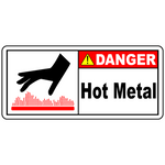 Danger hot metal label for high temperature surface warning