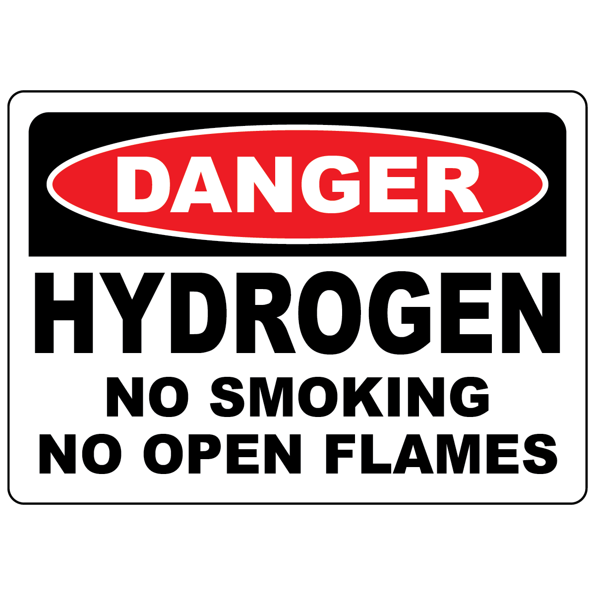 Danger hydrogen no smoking sign warning against open flames in hydrogen gas areas