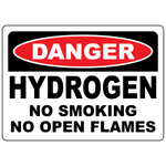 Danger hydrogen no smoking sign warning against open flames in hydrogen gas areas