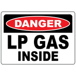Danger LP gas inside sign for identifying indoor liquefied petroleum gas storage and hazard areas