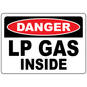 Danger LP gas inside sign for identifying indoor liquefied petroleum gas storage and hazard areas