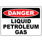 Danger liquefied petroleum gas sign for identifying LPG storage and flammable gas hazard areas