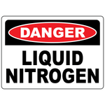 Danger liquid nitrogen safety sign for identifying cryogenic nitrogen storage and hazard areas