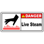 Danger live steam label for high temperature warning