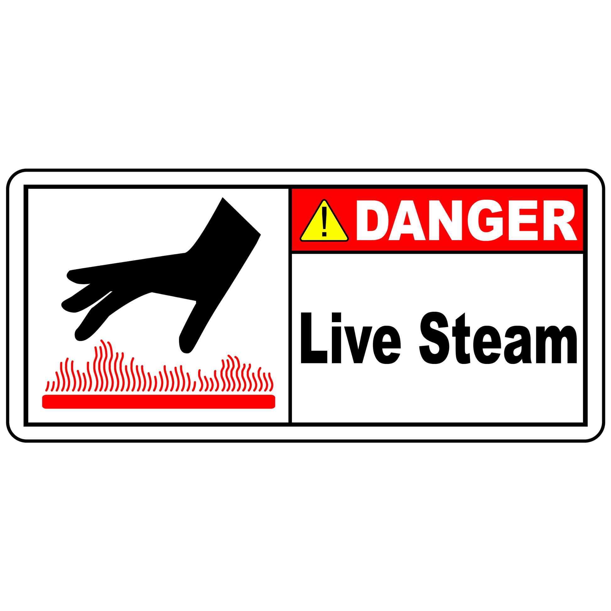 Danger live steam label for high temperature warning
