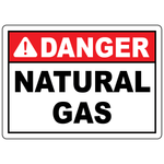 Danger natural gas safety sign for identifying natural gas hazards in industrial facilities