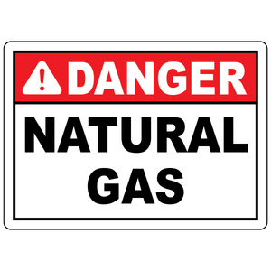 Danger natural gas safety sign for identifying natural gas hazards in industrial facilities