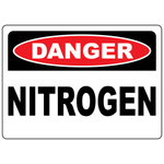 Danger nitrogen safety sign for identifying nitrogen gas storage and compressed gas hazard areas