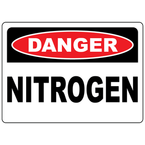 Danger nitrogen safety sign for identifying nitrogen gas storage and compressed gas hazard areas
