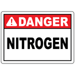 Danger nitrogen safety sign for identifying nitrogen gas storage and compressed gas hazard areas