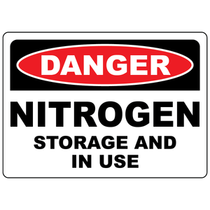 Danger nitrogen storage and in use sign for compressed gas workplace safety