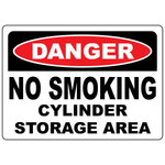 Danger no smoking cylinder storage area sign for compressed gas storage safety and fire prevention