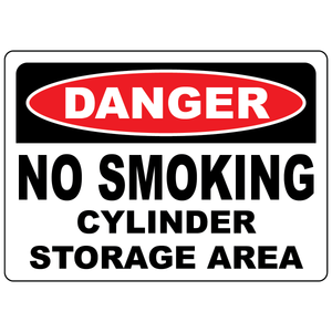 Danger no smoking cylinder storage area sign for compressed gas storage safety and fire prevention