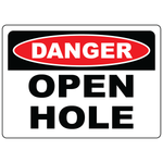 Danger open hole safety sign vinyl aluminum