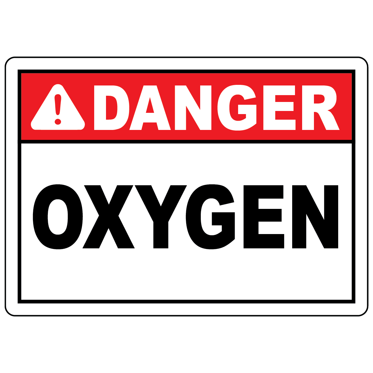 Danger oxygen safety sign for identifying oxygen gas storage and compressed gas hazard areas