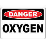 Danger oxygen safety sign for identifying oxygen gas storage and compressed gas hazard areas