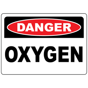 Danger oxygen safety sign for identifying oxygen gas storage and compressed gas hazard areas