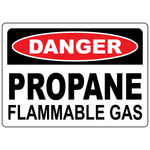 Danger propane flammable gas sign for identifying propane storage and fire hazard areas