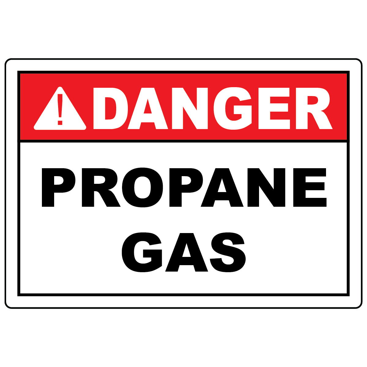 Danger propane gas vinyl label for identifying flammable gas cylinders, tanks, and piping safely