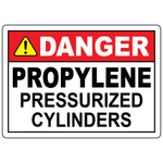 Danger propylene pressurized cylinders sign for compressed gas storage and handling safety