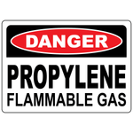 Danger propylene flammable gas sign for identifying propylene storage and fire hazard areas
