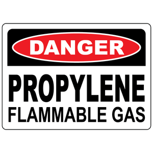 Danger propylene flammable gas sign for identifying propylene storage and fire hazard areas