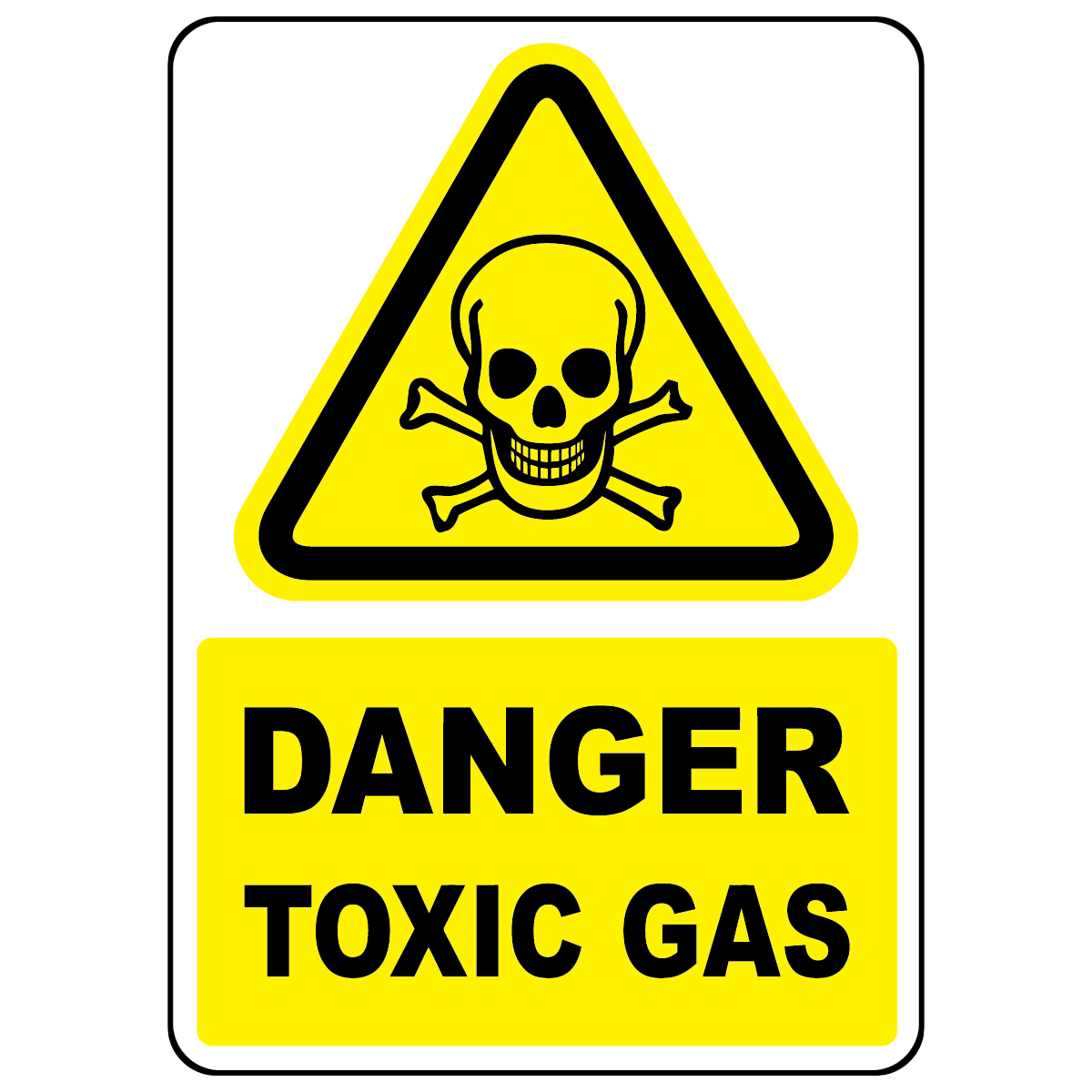 Danger toxic gas sign with international toxic poison symbol for hazardous gas warning areas