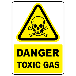 Danger toxic gas sign with international toxic poison symbol for hazardous gas warning areas