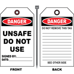 Danger unsafe do not use safety tag with signature and date fields