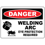 Danger welding arc eye protection required safety sign with symbol