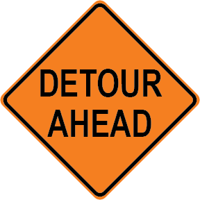 Detour ahead diamond aluminum traffic warning sign for road detours
