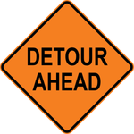 Detour Ahead MUTCD W20-2 traffic warning sign for roadwork and traffic control