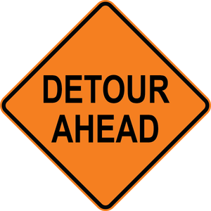 Detour Ahead MUTCD W20-2 traffic warning sign for roadwork and traffic control