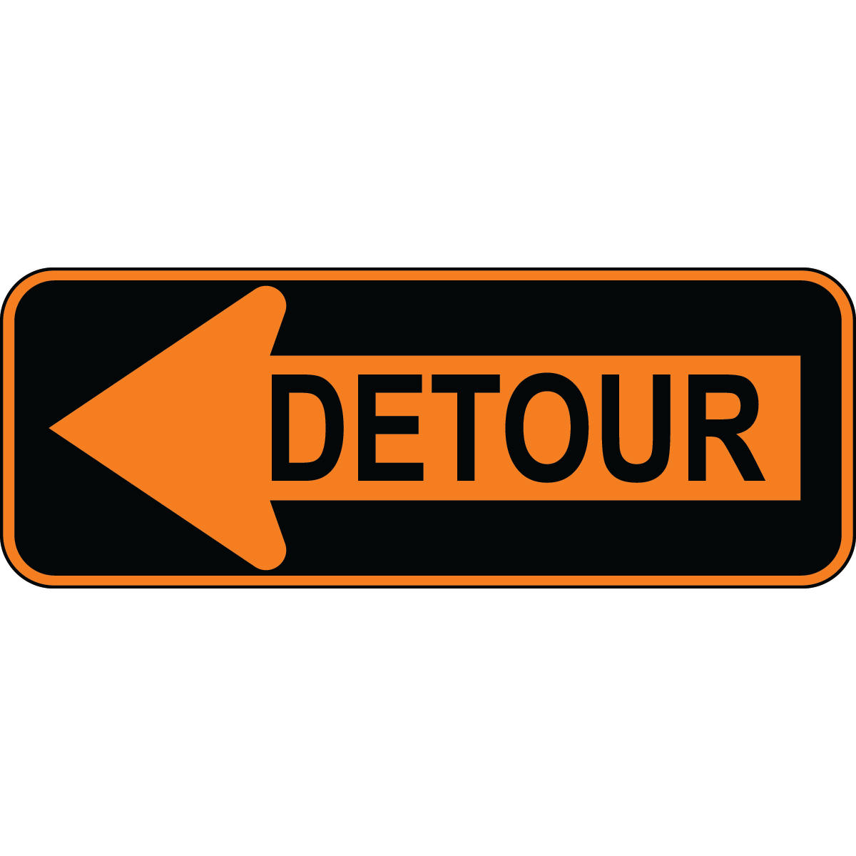 Detour left arrow OSHA traffic control sign for roadwork and temporary rerouting