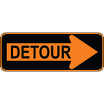 Detour right arrow OSHA traffic control sign for roadwork and temporary rerouting
