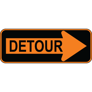 Detour right arrow OSHA traffic control sign for roadwork and temporary rerouting