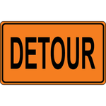 Detour traffic control safety sign for road construction and temporary route changes