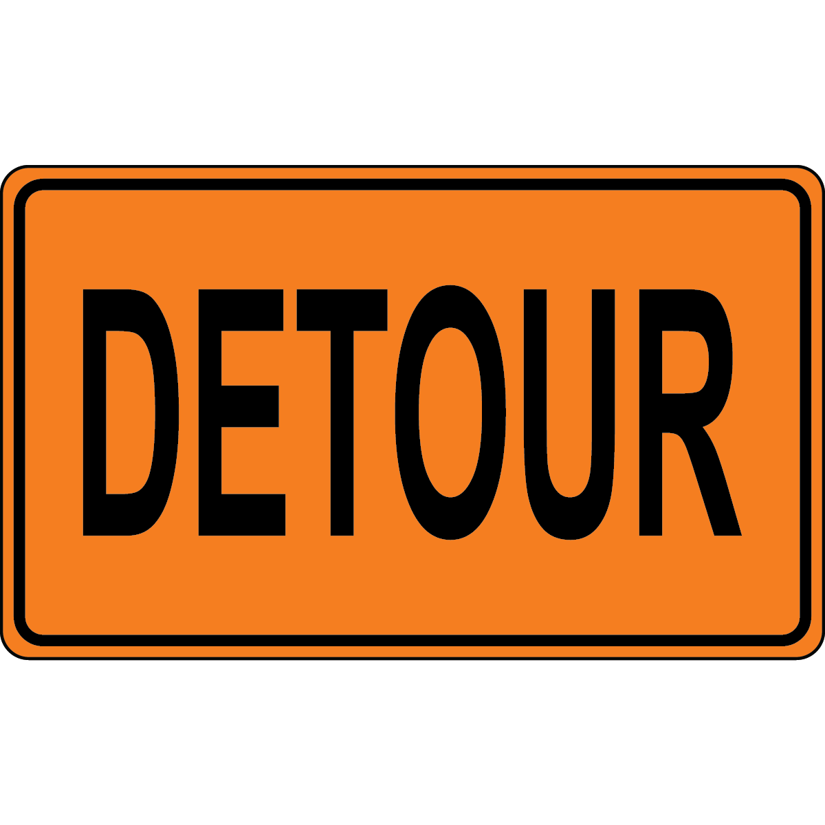Detour traffic control safety sign for road construction and temporary route changes