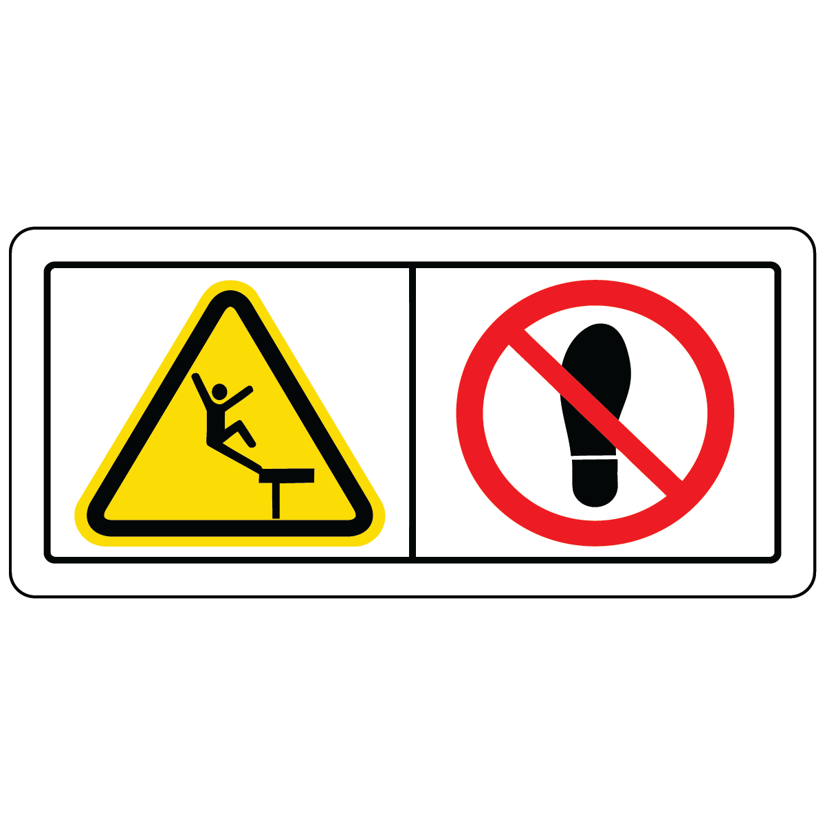 Do not step on machine polyester safety label with falling symbol