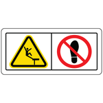 Do not step on machine polyester safety label with falling symbol