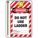 Danger do not use ladder inspection tag vinyl with grommet tie