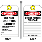 Danger do not use this ladder safety tag with repair and disposal fields